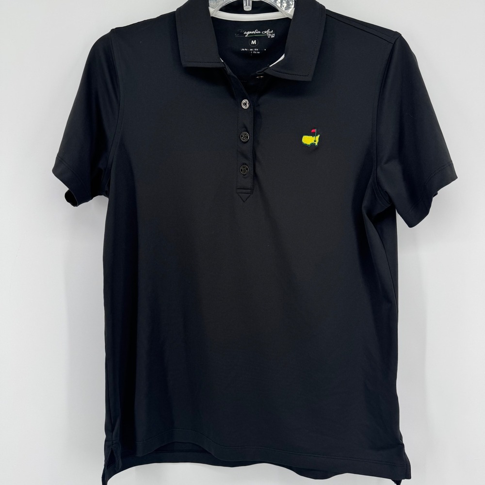 Magnolia Lane Masters Polo Shirt Women Medium Black Tech Performance Golf UPF 50